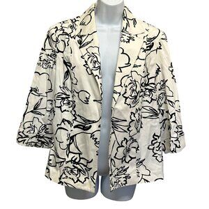 Vintage Carroll Reed Floral Print Cotton Blazer Jacket - Size 10